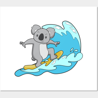 kawaii surfing koala Posters and Art